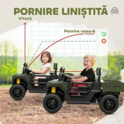 AIYAPLAY Mașină Electrică pentru Copii 12V cu Telecomandă, Suspensii, Portbagaj și Muzică, Vârsta 3-8 Ani, Verde | Aosom Romania