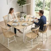 HOMCOM Masă Pliabilă pentru 2-6 Persoane, Extensibilă, Efect de Lemn, Finisaj Natural | Aosom Romania 