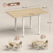 HOMCOM Masă Pliabilă pentru 2-6 Persoane, Extensibilă, Efect de Lemn, Finisaj Natural | Aosom Romania 