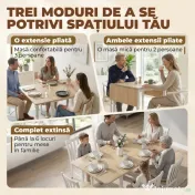 HOMCOM Masă Pliabilă pentru 2-6 Persoane, Extensibilă, Efect de Lemn, Finisaj Natural | Aosom Romania 