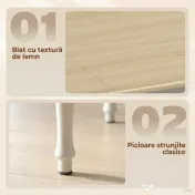 HOMCOM Masă Pliabilă pentru 2-6 Persoane, Extensibilă, Efect de Lemn, Finisaj Natural | Aosom Romania 