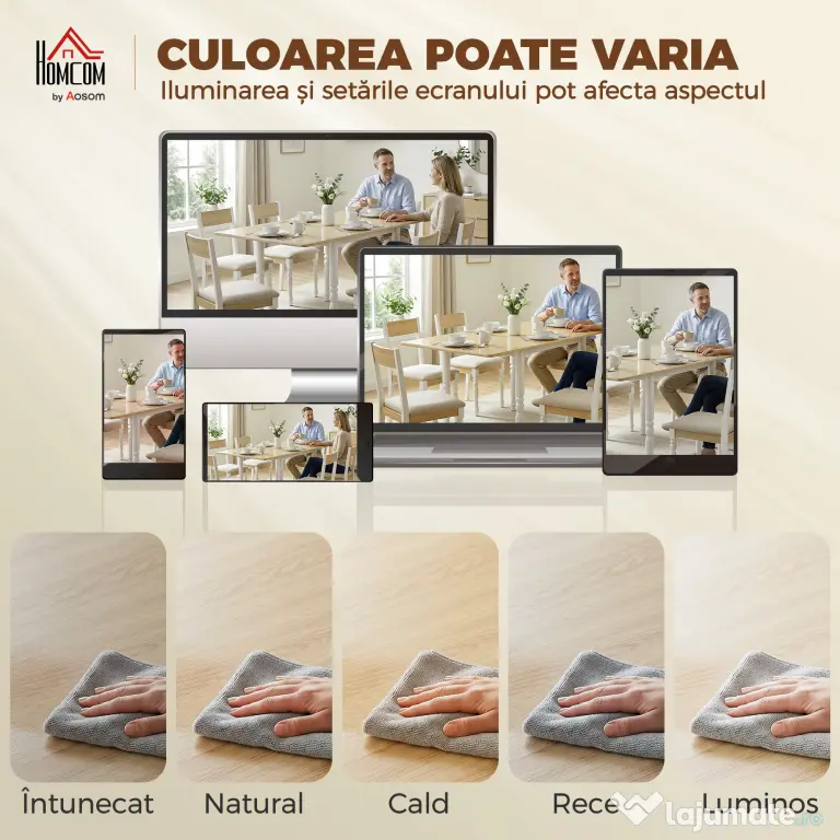 HOMCOM Masă Pliabilă pentru 2-6 Persoane, Extensibilă, Efect de Lemn, Finisaj Natural | Aosom Romania