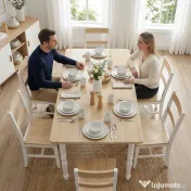 HOMCOM Masă Pliabilă pentru 2-6 Persoane, Extensibilă, Efect de Lemn, Finisaj Natural | Aosom Romania 