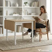HOMCOM Masă Pliabilă pentru 2-6 Persoane, Extensibilă, Efect de Lemn, Finisaj Natural | Aosom Romania 