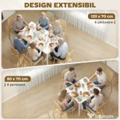 HOMCOM Masă de Sufragerie Extensibilă 80-120 cm pentru 4-6 Persoane, Masă Economisitoare de Spațiu cu Extensie Glisantă, Natural | Aosom Romania 