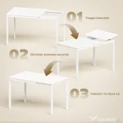 HOMCOM Masă de Sufragerie Extensibilă 80-120 cm pentru 4-6 Persoane, Masă Economisitoare de Spațiu cu Extensie Glisantă, Natural | Aosom Romania 