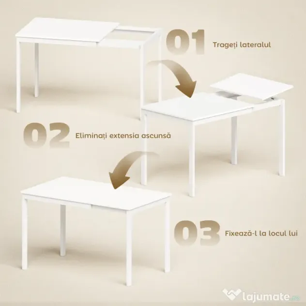 HOMCOM Masă de Sufragerie Extensibilă 80-120 cm pentru 4-6 Persoane, Masă Economisitoare de Spațiu cu Extensie Glisantă, Natural | Aosom Romania