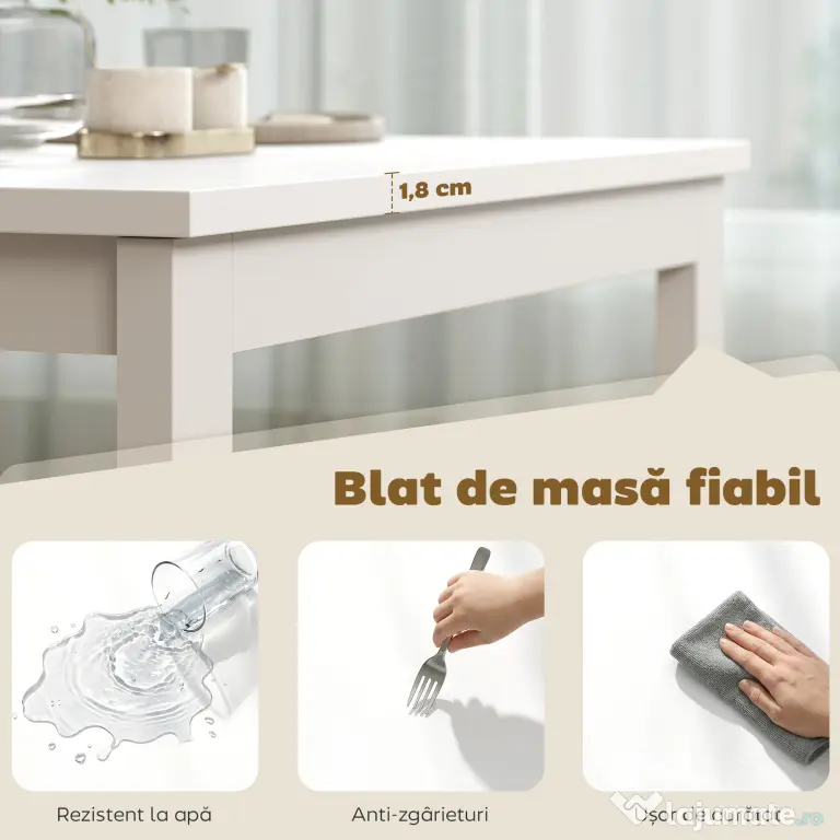 HOMCOM Masă de Sufragerie Extensibilă 80-120 cm pentru 4-6 Persoane, Masă Economisitoare de Spațiu cu Extensie Glisantă, Natural | Aosom Romania
