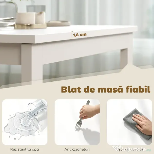 HOMCOM Masă de Sufragerie Extensibilă 80-120 cm pentru 4-6 Persoane, Masă Economisitoare de Spațiu cu Extensie Glisantă, Natural | Aosom Romania