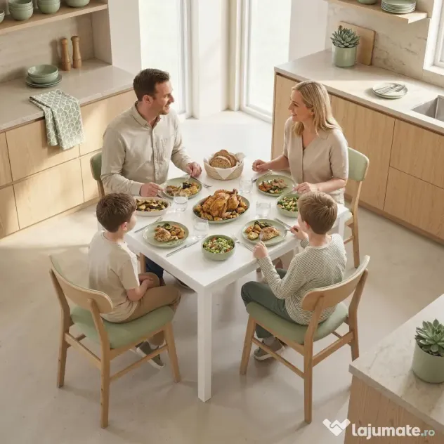 HOMCOM Masă de Sufragerie Extensibilă 80-120 cm pentru 4-6 Persoane, Masă Economisitoare de Spațiu cu Extensie Glisantă, Natural | Aosom Romania