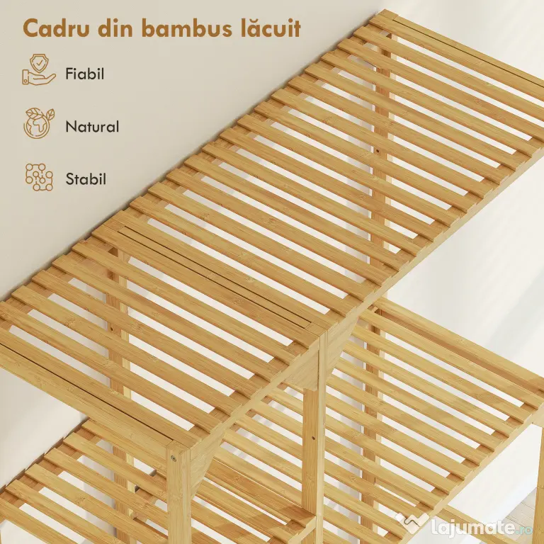 HOMCOM Dulap de deasupra Mașinii de Spălat din Bambus cu 7 Rafturi Reversibile, Dulap Compact cu Spațiu Reglabil, pentru Depozitare și Organizare, pentru Baie sau Spălătorie, 100x40x157 cm, Culoare Lemn