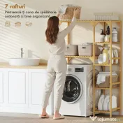 HOMCOM Mobilier deasupra mașinii de spălat din bambus cu 7 rafturi reversibile, spațiu economisitor, pentru depozitare și organizare, pentru baie și spălătorie, 100x40x157 cm, culoare lemn | Aosom Romania 