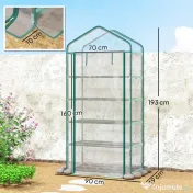 Outsunny Seră tip căsuță cu 5 niveluri, cu ușă rulabilă, din oțel și polietilenă, 90x49x193 cm, transparentă | Aosom Romania 