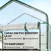 Outsunny Seră tip căsuță cu 5 niveluri, cu ușă rulabilă, din oțel și polietilenă, 90x49x193 cm, transparentă | Aosom Romania 