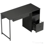 HOMCOM Birou Gaming Industrial, 120x52,3cm Stație Gaming cu Suport Tastatură, Compartiment Deschis și Sertare pentru Documente Format A4 Letter Legal, Masă Computer pentru Birou Acasă, Negru | Aosom Romania