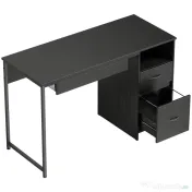HOMCOM Birou Gaming Industrial, 120x52,3cm Stație Gaming cu Suport Tastatură, Compartiment Deschis și Sertare pentru Documente Format A4 Letter Legal, Masă Computer pentru Birou Acasă, Negru | Aosom Romania 