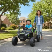 AIYAPLAY ATV Electric pentru Copii 3-5 Ani 12V cu Licență KAWASAKI, Dublu Motor, Telecomandă și Muzică, Negru | Aosom Romania