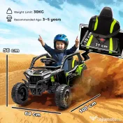 AIYAPLAY ATV Electric pentru Copii 3-5 Ani 12V cu Licență KAWASAKI, Dublu Motor, Telecomandă și Muzică, Negru | Aosom Romania