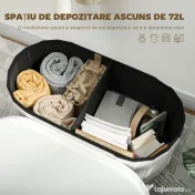 HOMCOM Taburet cu Spațiu de Depozitare Pliabil, Bancă Modernă Tapițată cu Material Catifea, Suport pentru Picioare cu Compartiment de 72L pentru Living și Dormitor, 76x38x35 cm, Crem | Aosom Romania 