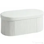 Taburet cu Spațiu de Depozitare Pliabil HOMCOM, Bancă Modernă Tapițată cu Catifea, Suport pentru Picioare cu Compartiment de 72L pentru Sufragerie și Dormitor, 76x38x35 cm, Crem