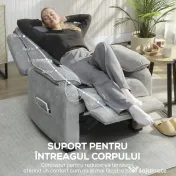 HOMCOM Fotoliu Electric Reclinabil 150° cu Suport pentru Picioare, Port USB, Fotoliu Reclinabil Silențios, Sezut Larg, Telecomandă, Funcție Memorie, din Catifea, pentru Living, Gri | Aosom Romania 