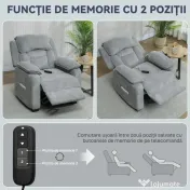 HOMCOM Fotoliu Electric Reclinabil 150° cu Suport pentru Picioare, Port USB, Fotoliu Reclinabil Silențios, Sezut Larg, Telecomandă, Funcție Memorie, din Catifea, pentru Living, Gri | Aosom Romania 