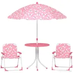 AIYAPLAY Masă de Picnic pentru Copii Set Masă și Scaune cu Umbrelă Roz