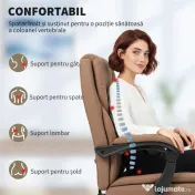Scaun de birou ergonomic HOMCOM reclinabil 140° cu reposapiede și pernă, scaun de birou din piele ecologică anti-zgârieturi, ușor de curățat, brațe îmbunătățite, pivotant și reglabil pe înălțime, maro | Aosom Romania 