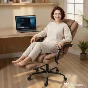 Scaun de birou ergonomic HOMCOM reclinabil 140° cu reposapiede și pernă, scaun de birou din piele ecologică anti-zgârieturi, ușor de curățat, brațe îmbunătățite, pivotant și reglabil pe înălțime, maro | Aosom Romania 