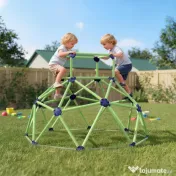 AIYAPLAY Cupolă de Cățărat pentru Copii 3-8 Ani, pentru Interior și Exterior, cu Margini Netede, din Plastic, 182,5x182,5x119 cm, Verde și Violet | Aosom Romania 