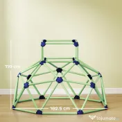 AIYAPLAY Cupolă de Cățărat pentru Copii 3-8 Ani, pentru Interior și Exterior, cu Margini Netede, din Plastic, 182,5x182,5x119 cm, Verde și Violet | Aosom Romania 