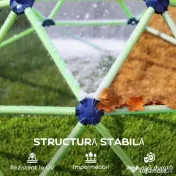 AIYAPLAY Cupolă de Cățărat pentru Copii 3-8 Ani, pentru Interior și Exterior, cu Margini Netede, din Plastic, 182,5x182,5x119 cm, Verde și Violet | Aosom Romania 