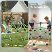 AIYAPLAY Cupolă de Cățărat pentru Copii 3-8 Ani, pentru Interior și Exterior, cu Margini Netede, din Plastic, 182,5x182,5x119 cm, Verde și Violet | Aosom Romania 