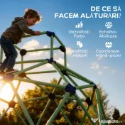 AIYAPLAY Cupolă de Cățărat pentru Copii 3-8 Ani, pentru Interior și Exterior, cu Margini Netede, din Plastic, 182,5x182,5x119 cm, Verde și Violet | Aosom Romania 