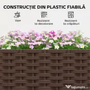 Outsunny Jardinieră Înălțată cu Spalier 20L, Pat de Grădină Înălțat pentru Exterior cu Roți Blocabile, Sistem de Autoirigare, Orificii de Drenaj pentru Plante Cățărătoare, Legume și Flori, Maro | Aosom Romania 