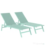Outsunny Set 2 Șezlonguri cu Măsuță, Șezlonguri Grădină cu Spătar Reglabil. | Aosom Romania 