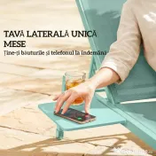 Outsunny Set 2 Șezlonguri cu Măsuță, Șezlonguri Grădină cu Spătar Reglabil. | Aosom Romania 