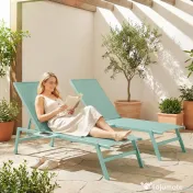 Outsunny Set 2 Șezlonguri cu Măsuță, Șezlonguri Grădină cu Spătar Reglabil. | Aosom Romania 