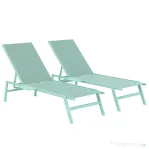 Outsunny Set 2 Șezlonguri cu Măsuță, Șezlonguri Grădină cu Spătar Reglabil.