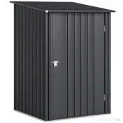 Outsunny Căsuță de Grădină 0,92m² din Oțel Galvanizat, Depozit pentru Unelte cu Ușă Blocabilă și Acoperiș Înclinat, 100x104x160 cm, Gri Închis | Aosom Romania 