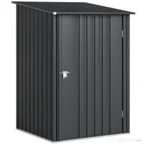 Outsunny Căsuță de Grădină 0,92m² din Oțel Galvanizat, Depozit pentru Unelte cu Ușă Blocabilă și Acoperiș Înclinat, 100x104x160 cm, Gri Închis | Aosom Romania