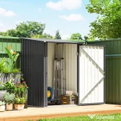 Outsunny Căsuță de Grădină 0,92m² din Oțel Galvanizat, Depozit pentru Unelte cu Ușă Blocabilă și Acoperiș Înclinat, 100x104x160 cm, Gri Închis | Aosom Romania 