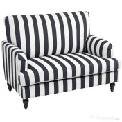 HOMCOM Fotoliu de Living cu Șezut Larg și Cotiere Lungi, Fotoliu din Catifea cu Dungi și Umplutură Groasă, 115x82x82 cm, Negru și Alb | Aosom Romania 