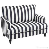 HOMCOM Fotoliu de Living cu Șezut Larg și Cotiere Lungi, Fotoliu din Catifea cu Dungi și Umplutură Groasă, 115x82x82 cm, Negru și Alb | Aosom Romania