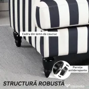 HOMCOM Fotoliu de Living cu Șezut Larg și Cotiere Lungi, Fotoliu din Catifea cu Dungi și Umplutură Groasă, 115x82x82 cm, Negru și Alb | Aosom Romania