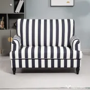 HOMCOM Fotoliu de Living cu Șezut Larg și Cotiere Lungi, Fotoliu din Catifea cu Dungi și Umplutură Groasă, 115x82x82 cm, Negru și Alb | Aosom Romania