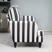 HOMCOM Fotoliu de Living cu Șezut Larg și Cotiere Lungi, Fotoliu din Catifea cu Dungi și Umplutură Groasă, 115x82x82 cm, Negru și Alb | Aosom Romania