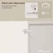 HOMCOM Servantă de Bucătărie Rustică 180 cm, Dulap cu Priză de Alimentare, Lumini LED, Suport pentru Sticle, Suprafață pentru Cuptor cu Microunde, Rafturi Deschise, Uși Glisante, Orificiu pentru Cabluri, Alb | Aosom Romania