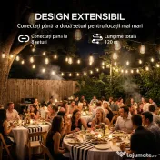 HOMCOM Ghirlandă Luminoasă de Exterior cu 50 de Luminite LED IP44, din PET și Plastic, 18x0.38x0.09 m, Negru și Transparent