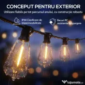 HOMCOM Ghirlandă Luminoasă de Exterior cu 50 de Luminite LED IP44, din PET și Plastic, 18x0.38x0.09 m, Negru și Transparent
